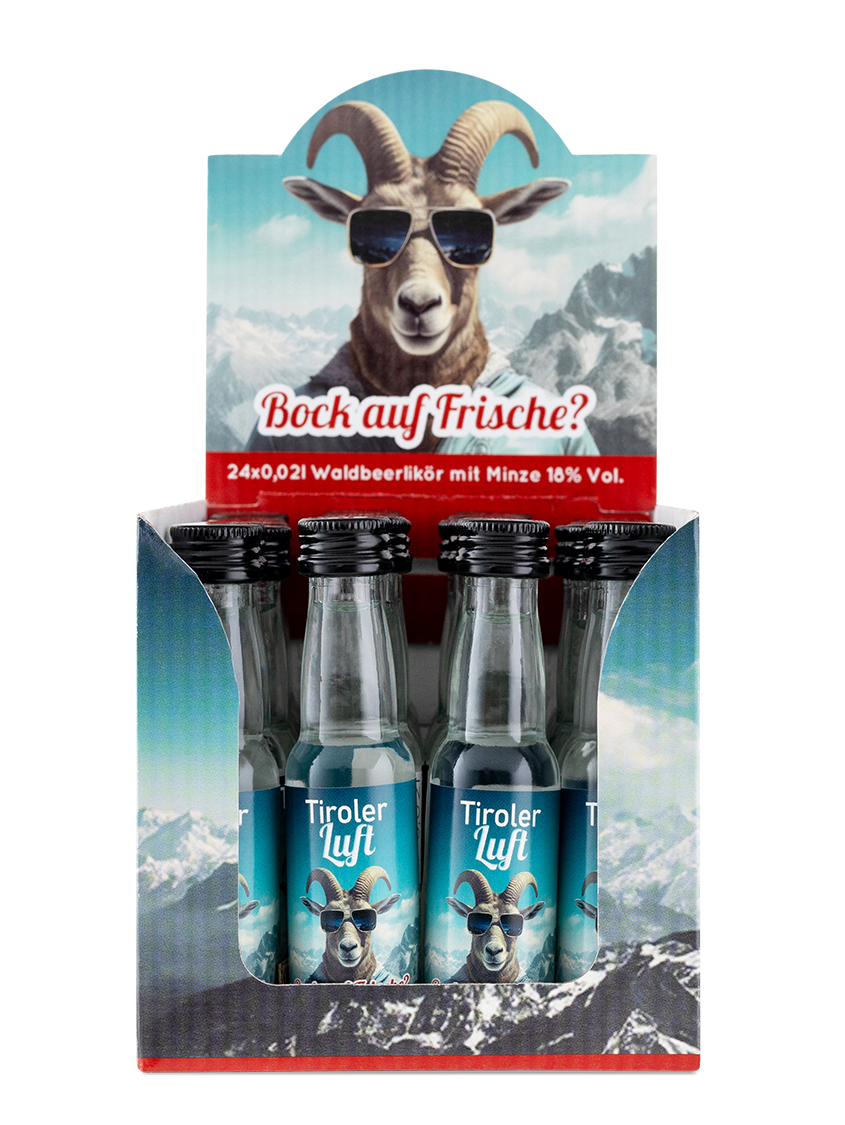 Tiroler Luft Pfefferminzlikör | Vol. 18% | 24 x 0,02l Mini Box