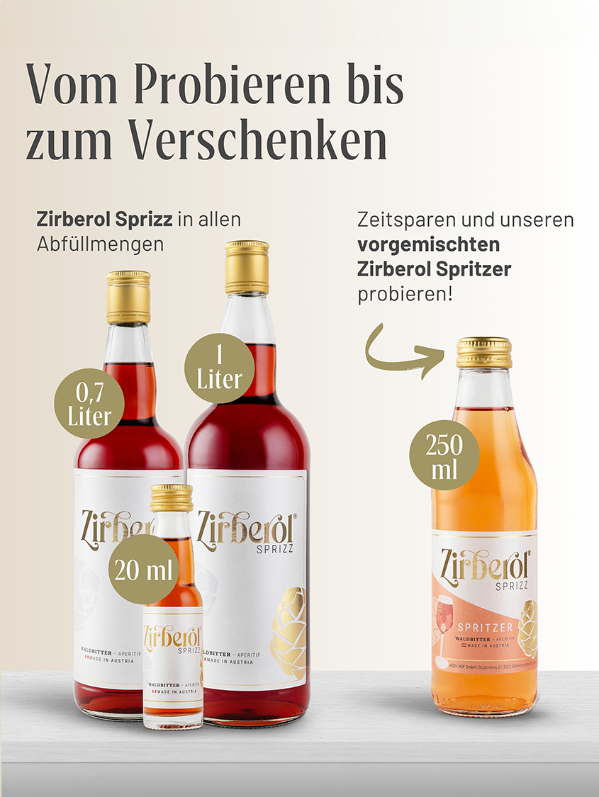 Zirberol Sprizz | Zirben Aperitif Waldbitter | 16% Vol. | 0,7l 