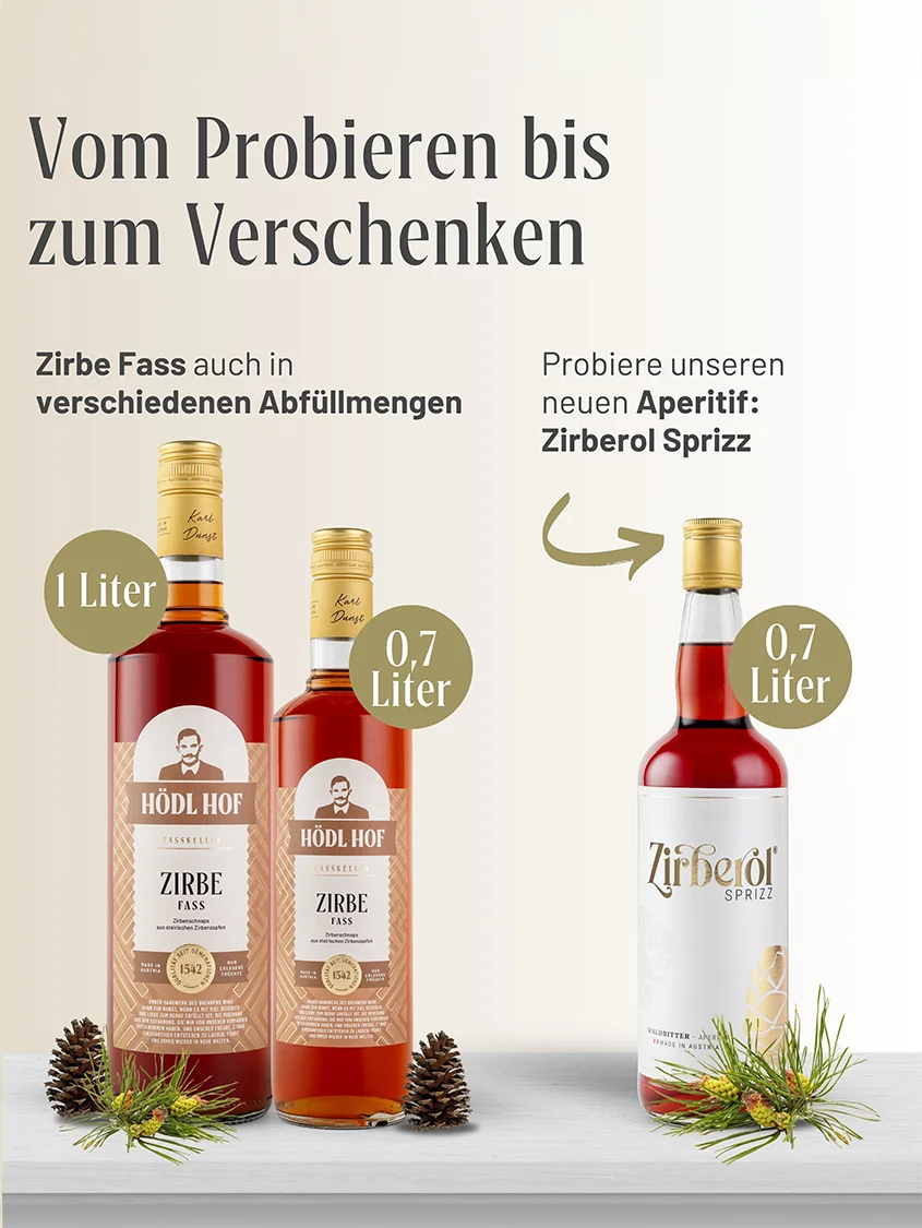 Hödl Hof Zirbe Fass Schnaps Fassgelagert | 38% Vol. | 1,0l