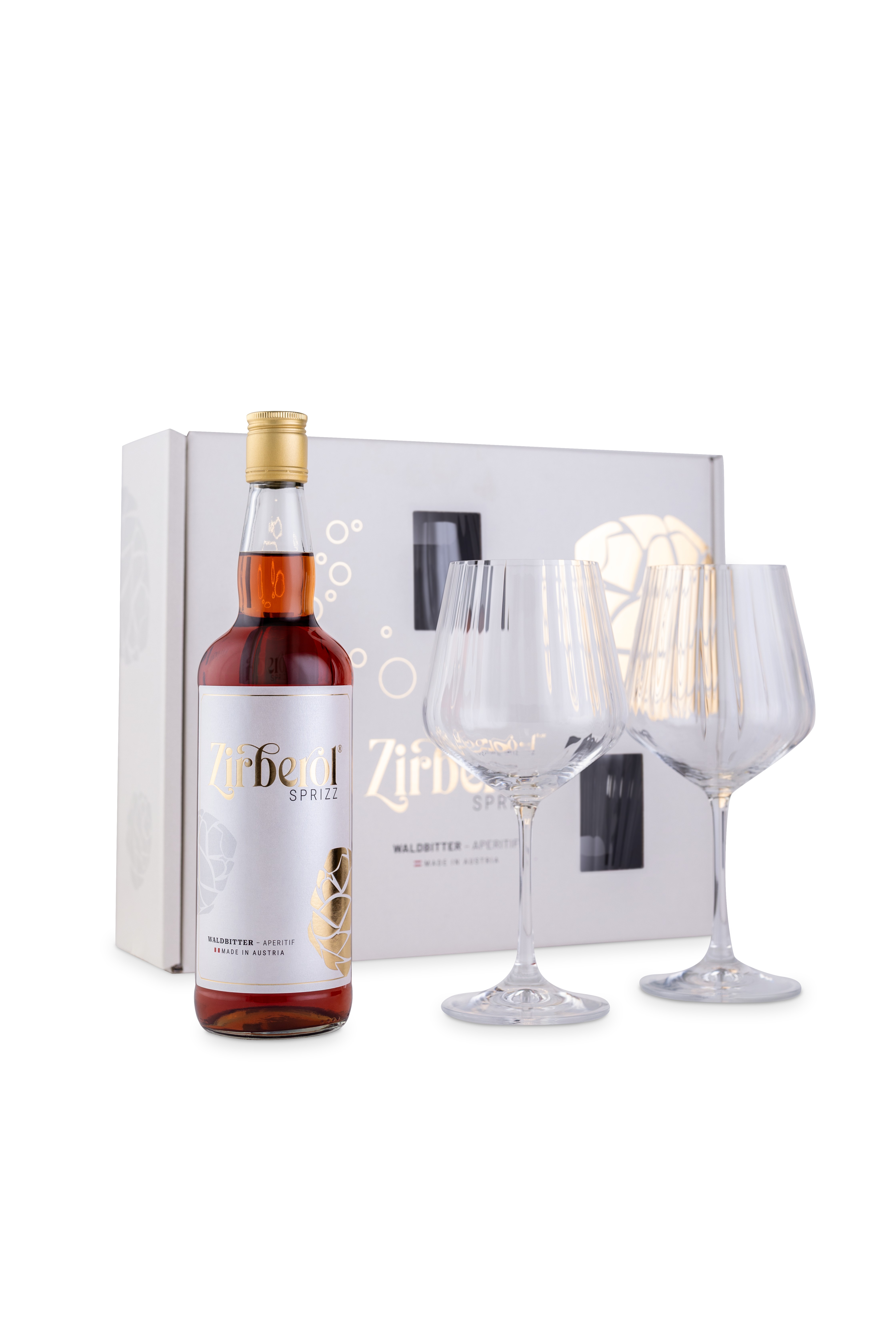 Zirberol Sprizz Geschenkset 0,7l + 2 Aperitifgläser 