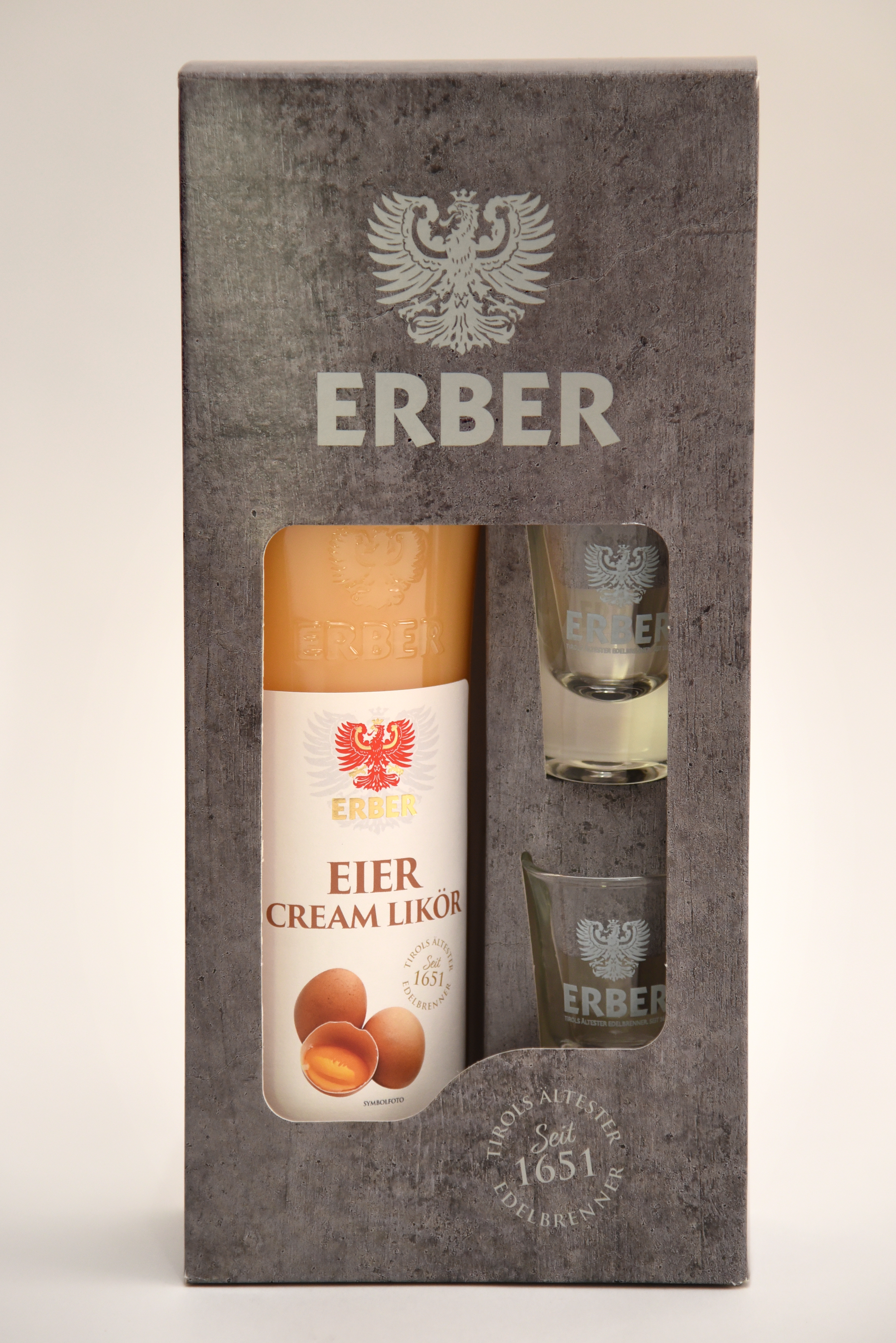 Erber Geschenkset Eierlikör mit 2 Gläsern