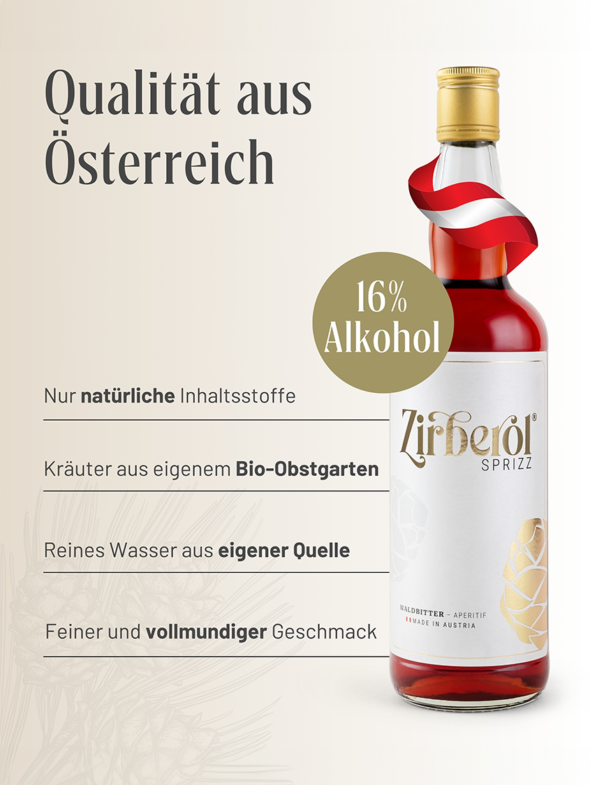 Zirberol Sprizz | Zirben Aperitif Waldbitter | 16% Vol. | 0,7l 