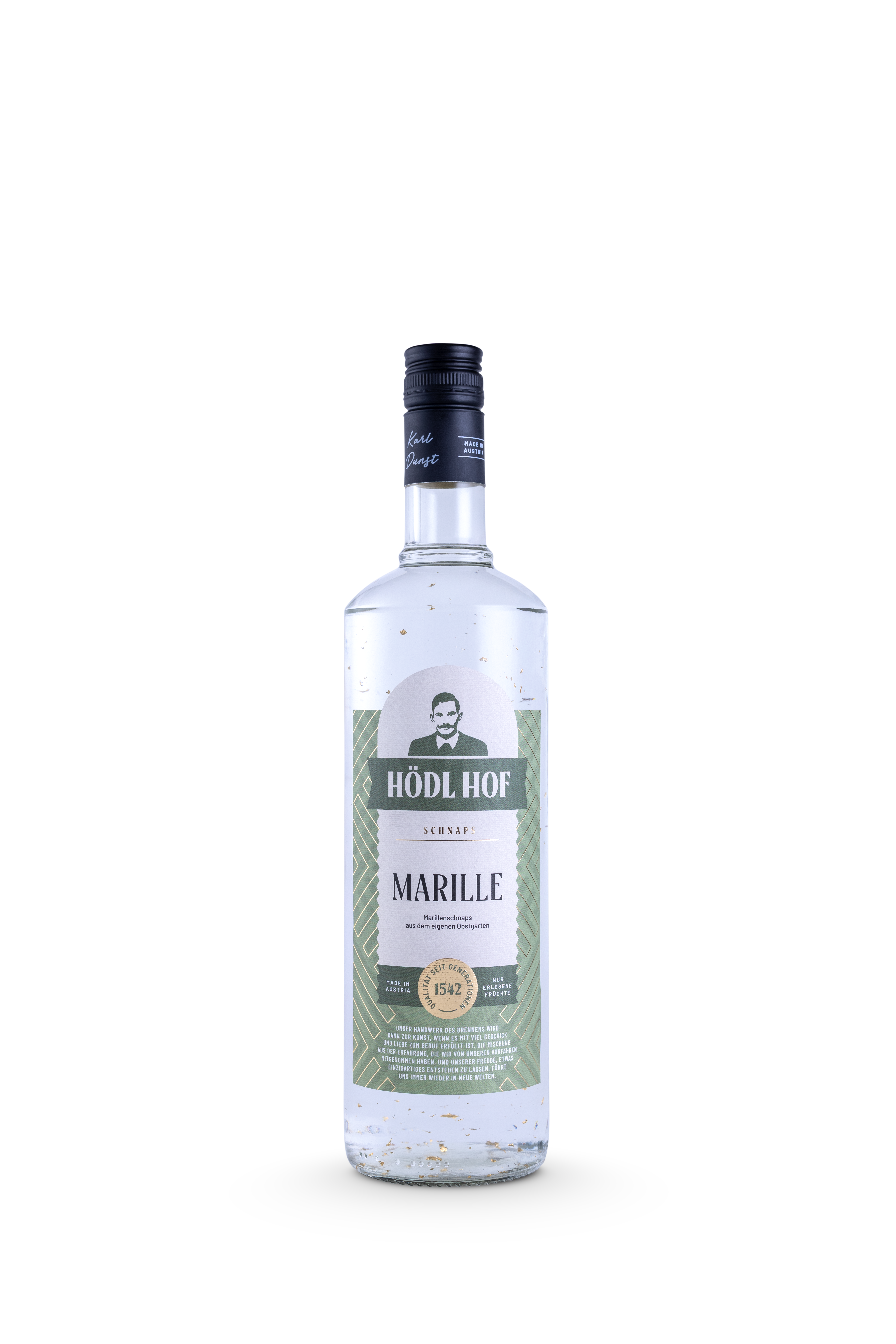 Hödl Hof Marille Schnaps | 38% Vol. | 1,0l | mit echtem Blattgold (Limitiert auf 60 Stück)