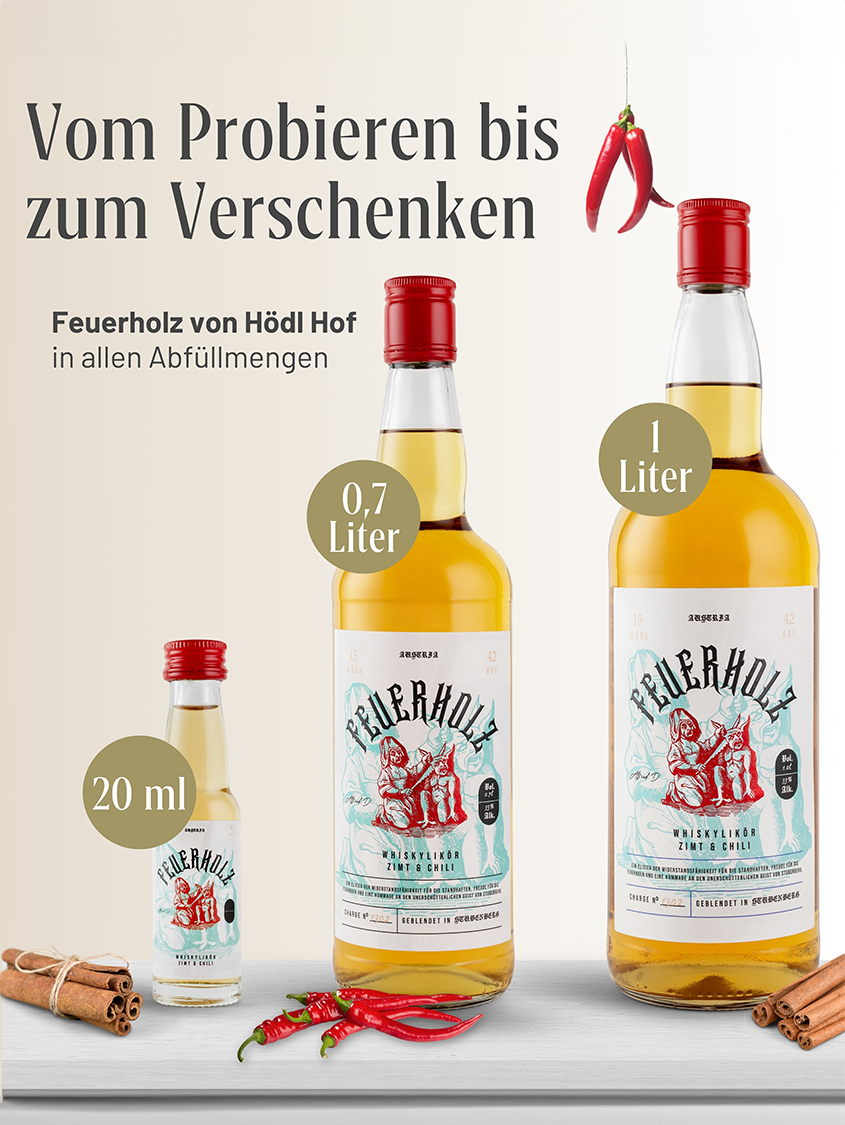 Feuerholz Whiskylikör mit Zimt & Chilli | 33% Vol. | 1,0l